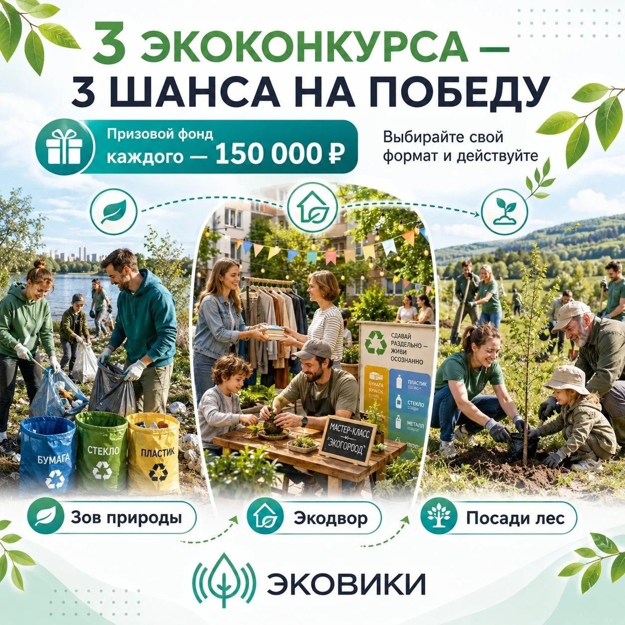 На платформе Эковики стартовали конкурсы «Зов природы», «Экодвор» и «Посадка деревьев». 